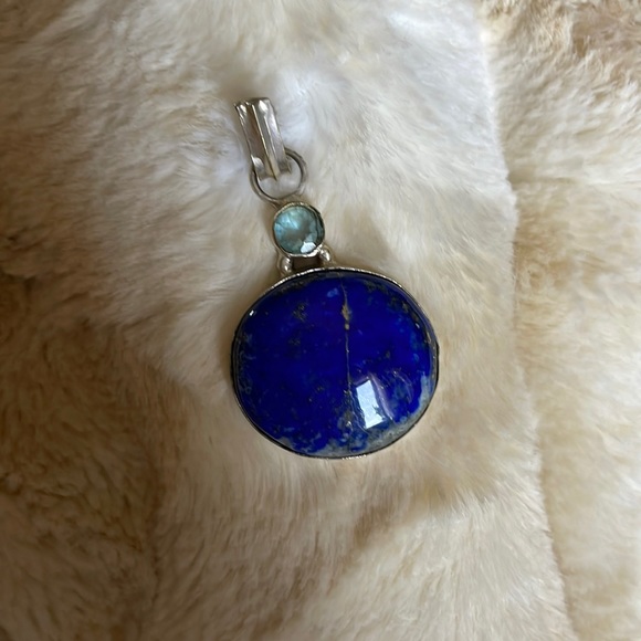Sterling, Lapis Lazuli, and blue topaz pendant - Picture 1 of 2